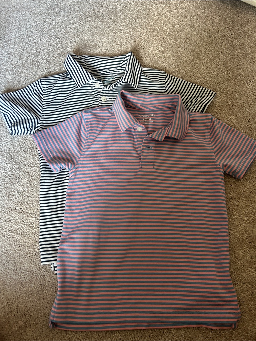 J. Crew Factory Pink and Navy Striped Polo Duo